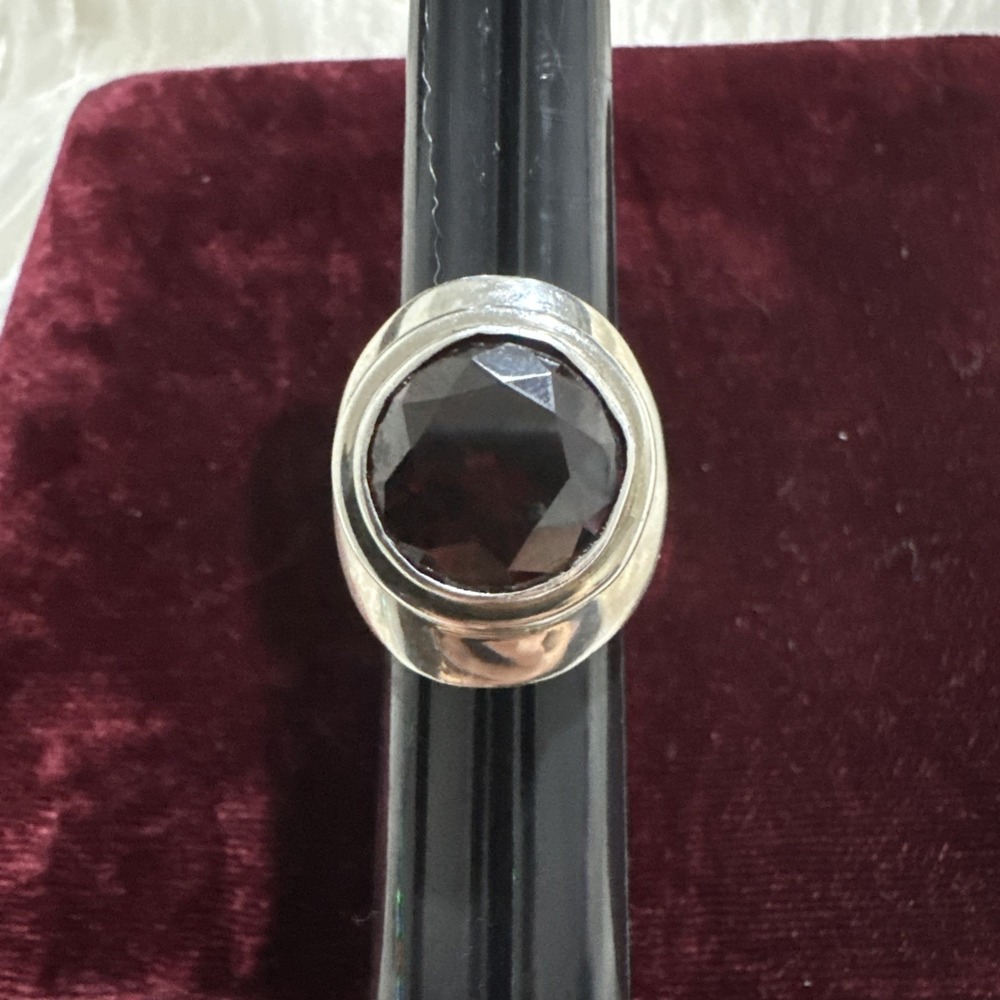 Maria Elena Munoz Vintage Large Statement 925 Sterling Ring With Huge Red Garnet